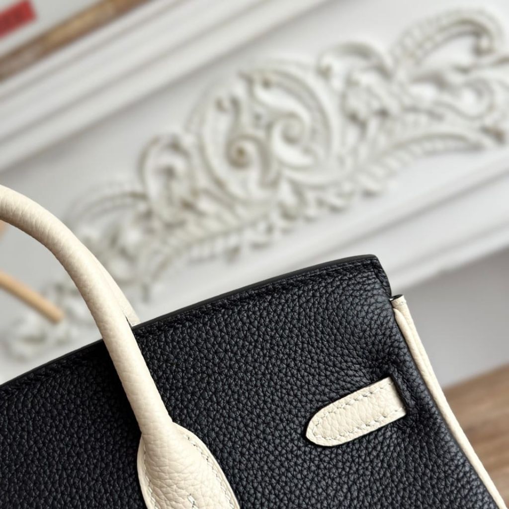 Mirror Quality – Hermes Birkin 30 Togo Gold Hardware Handbag Black And White 30Cm