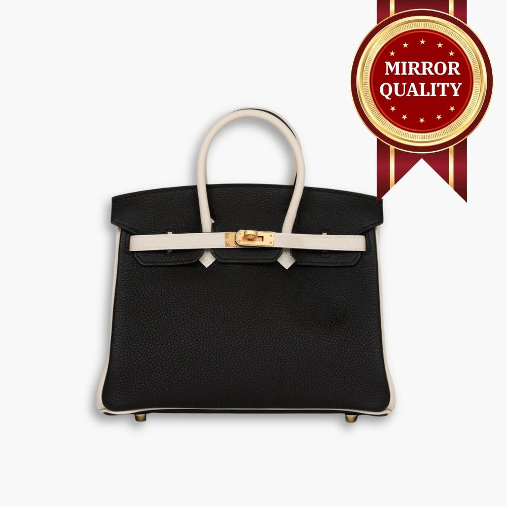 Mirror Quality – Hermes Birkin 30 Togo Gold Hardware Handbag Black And White 30Cm