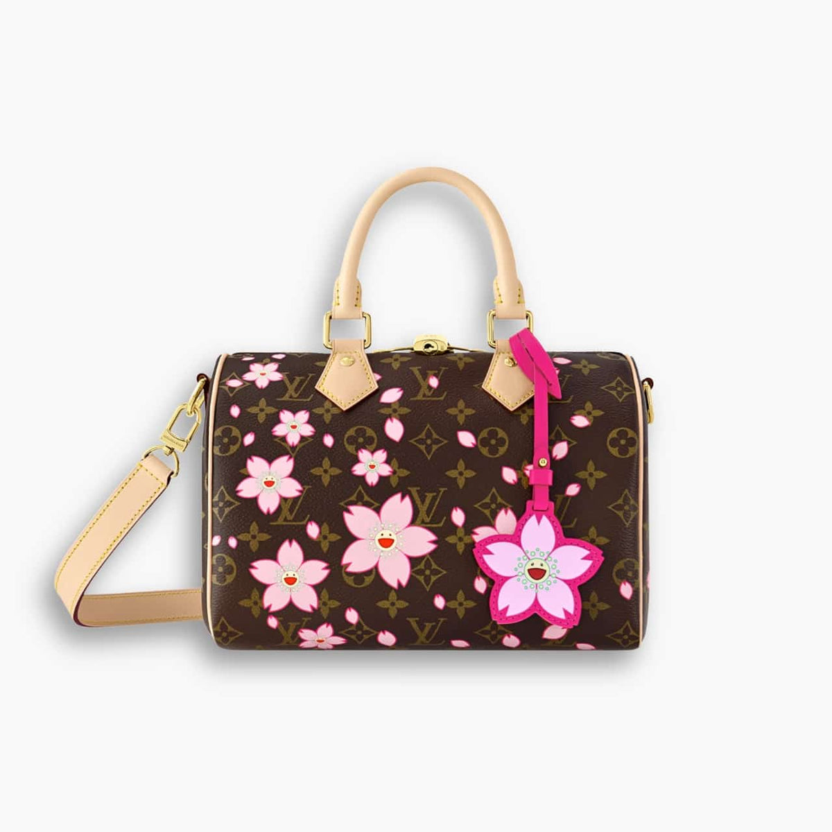 Louis Vuitton X Murakami Speedy Bandoulière 25 Cherry Blossom Sakura Brown 25cm M14174