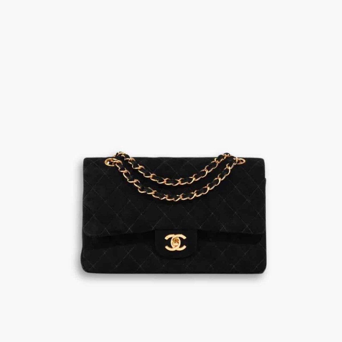 Chanel Medium Classic Double Flap Bag Suede Black 24cm