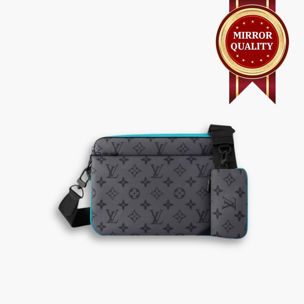 Mirror Quality – Louis Vuitton Trio Messenger Monogram Eclipse Reverse Turquoise 25Cm M11648