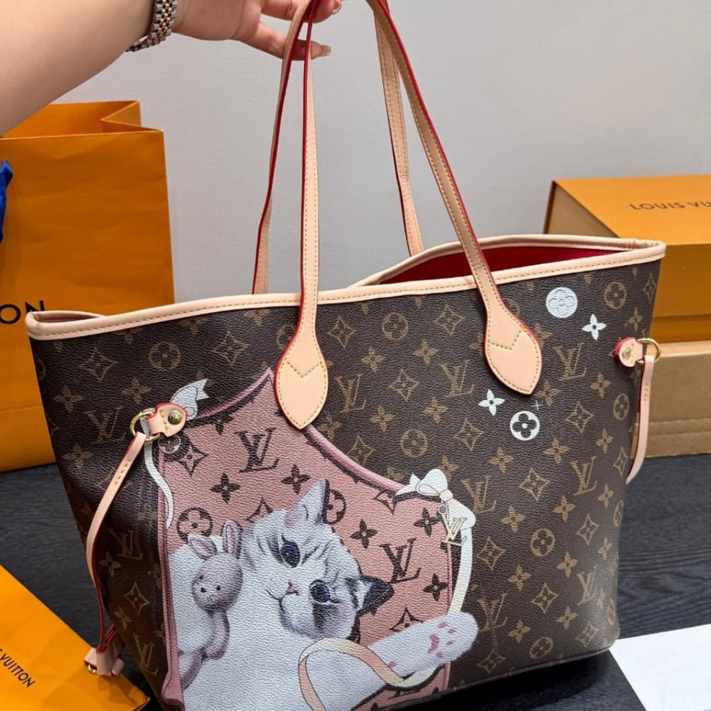 Louis Vuitton Neverfull MM Tote Monogram Canvas With Puppies 31Cm