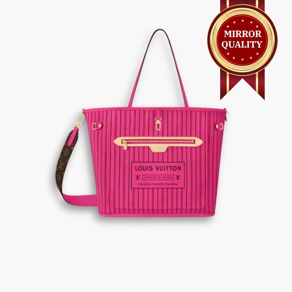 Mirror Quality – Louis Vuitton Neverfull Bandoulière Inside Out MM Bag Pink 31Cm M12707