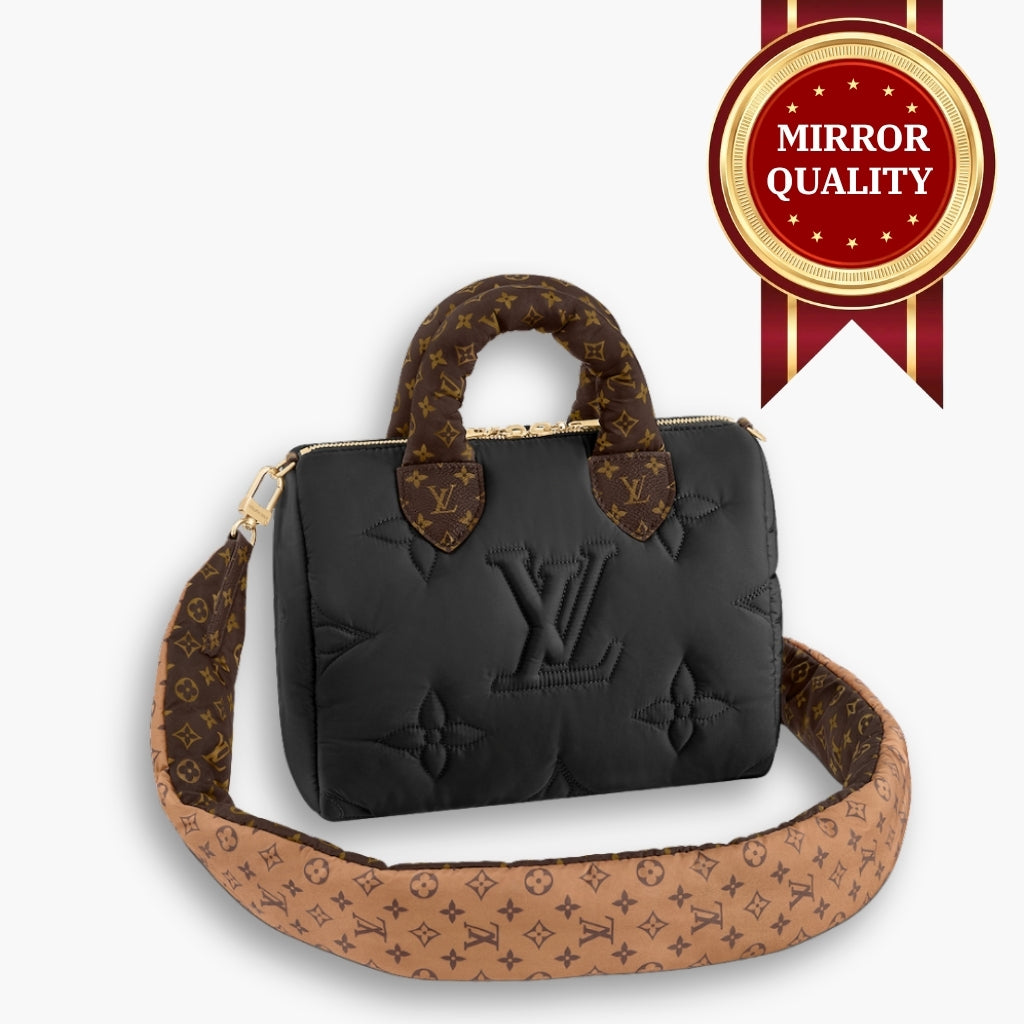 Mirror Quality – Louis Vuitton Speedy Bandouliere 25 Econyl Nylon Black 25Cm M59008
