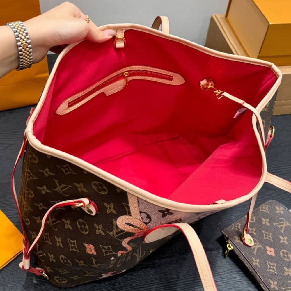 Louis Vuitton Neverfull MM Monogram Canvas Red 32Cm