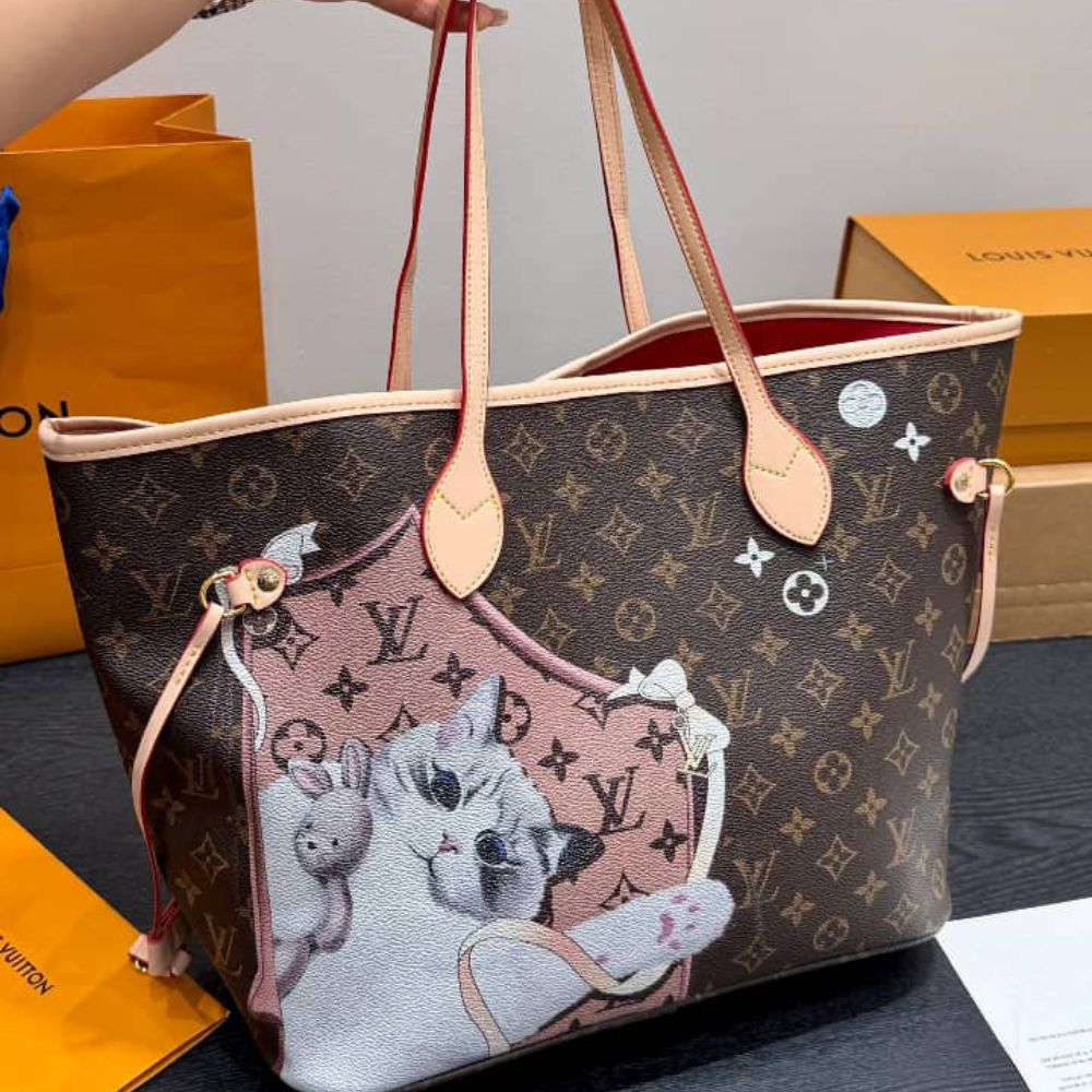 Louis Vuitton Neverfull MM Monogram Canvas Red 32Cm