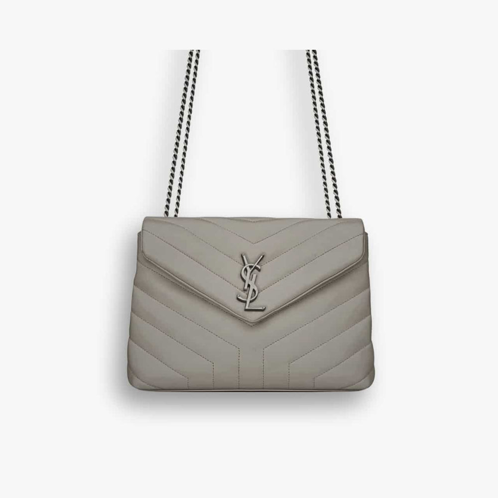 Saint Laurent Loulou Small Grey Nickel 25cm