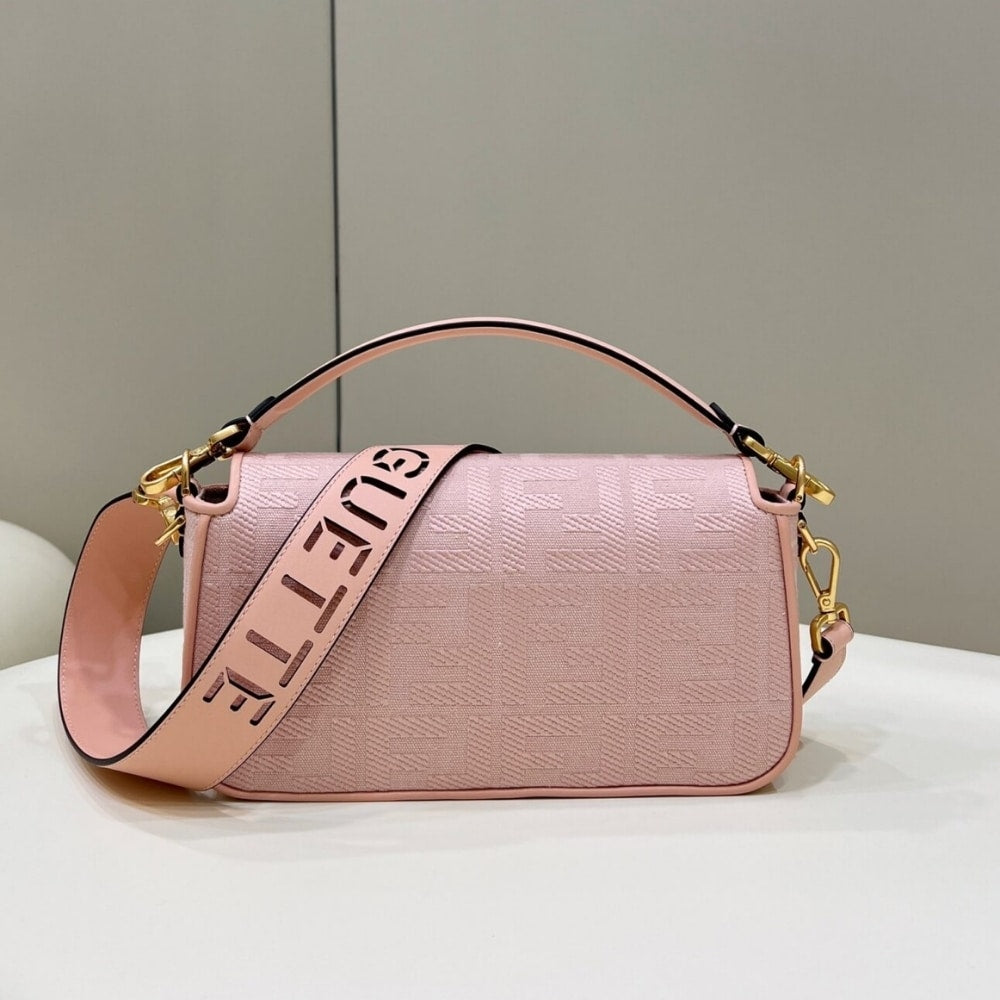 Fendi Baguette Canvas Bag Pink 28cm 8BR600AMCDF1J4A