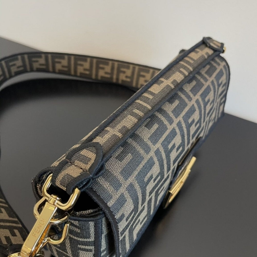 Fendi Baguette FF Jacquard Fabric Bag Brown 26Cm 8BR600A6V5F17U4