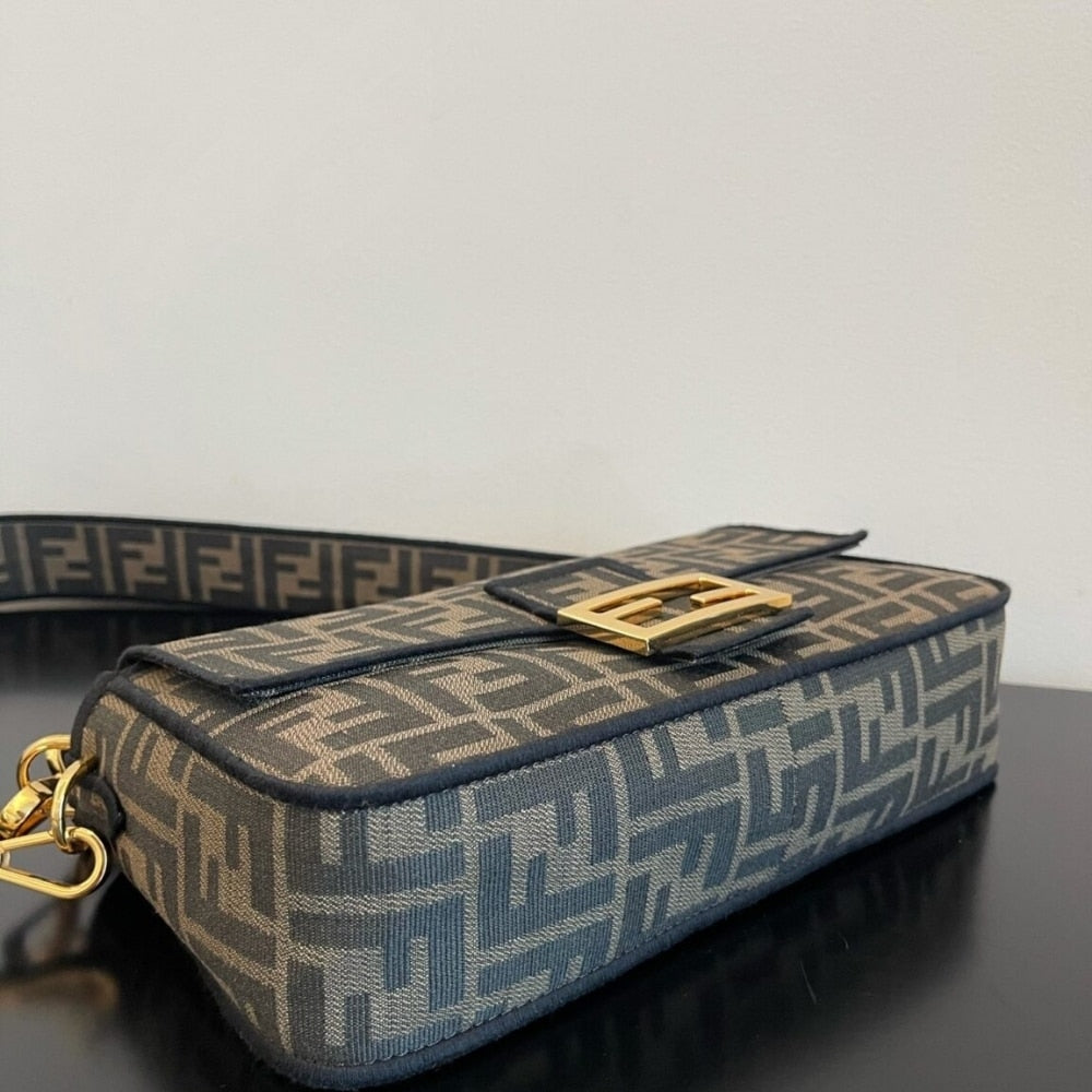 Fendi Baguette FF Jacquard Fabric Bag Brown 26Cm 8BR600A6V5F17U4
