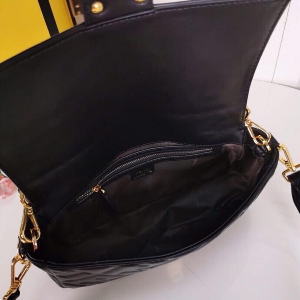 Fendi Baguette Nappa Bag Black 27cm
