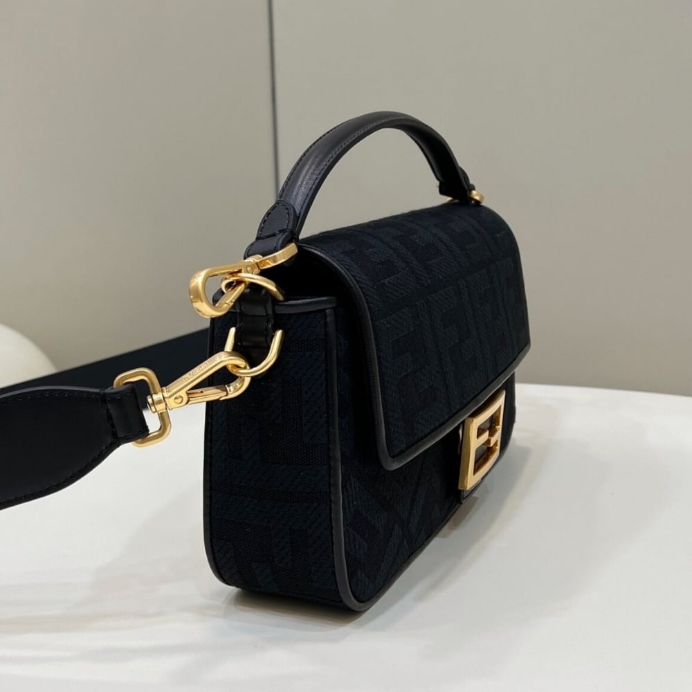 Fendi Baguette Canvas Bag Black 28cm 8BR600AMCDF1CFJ