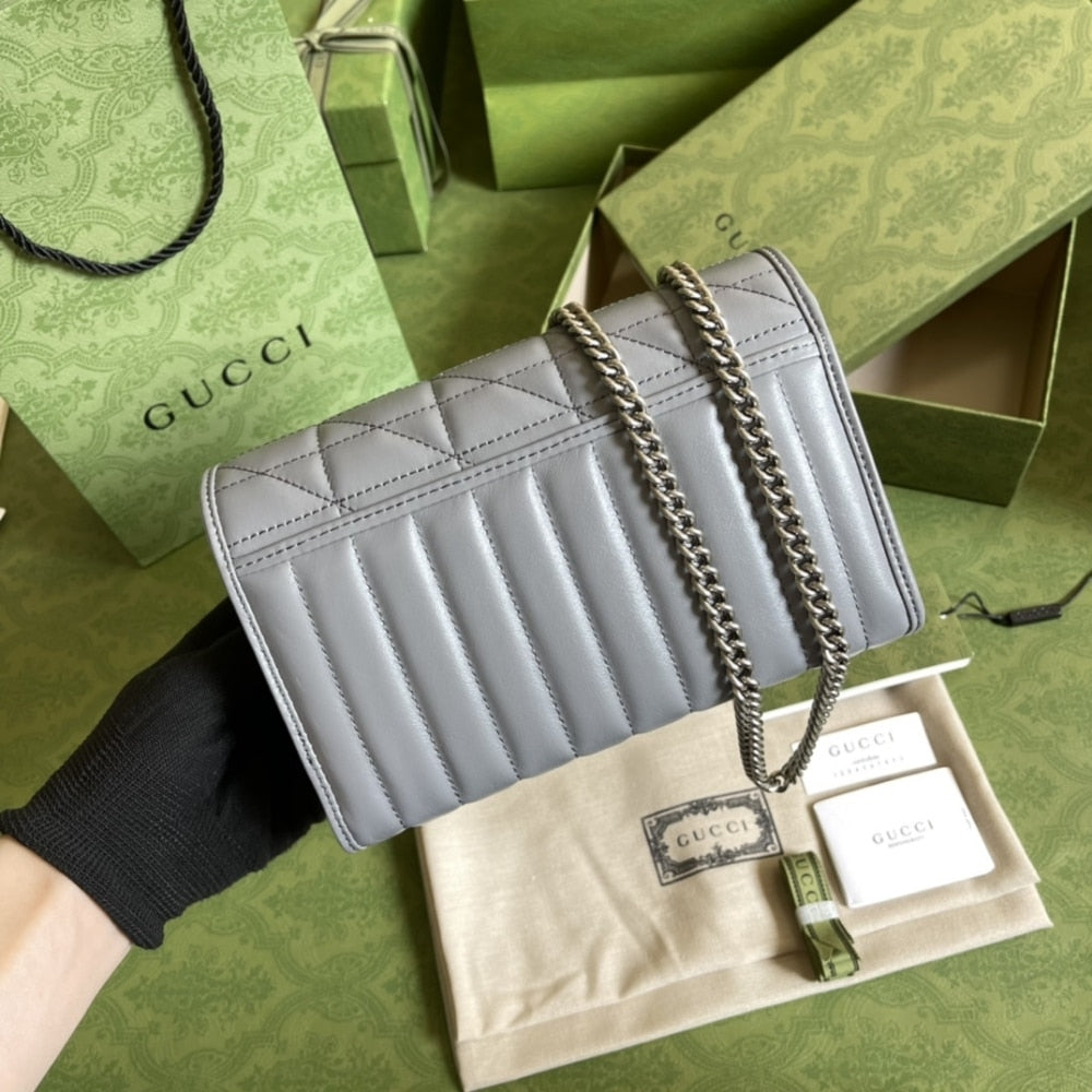 Gucci Marmont Mini Matelasse Bag Grey 20cm
