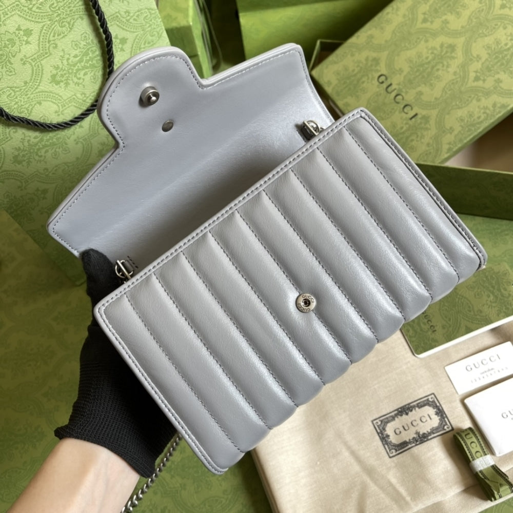 Gucci Marmont Mini Matelasse Bag Grey 20cm