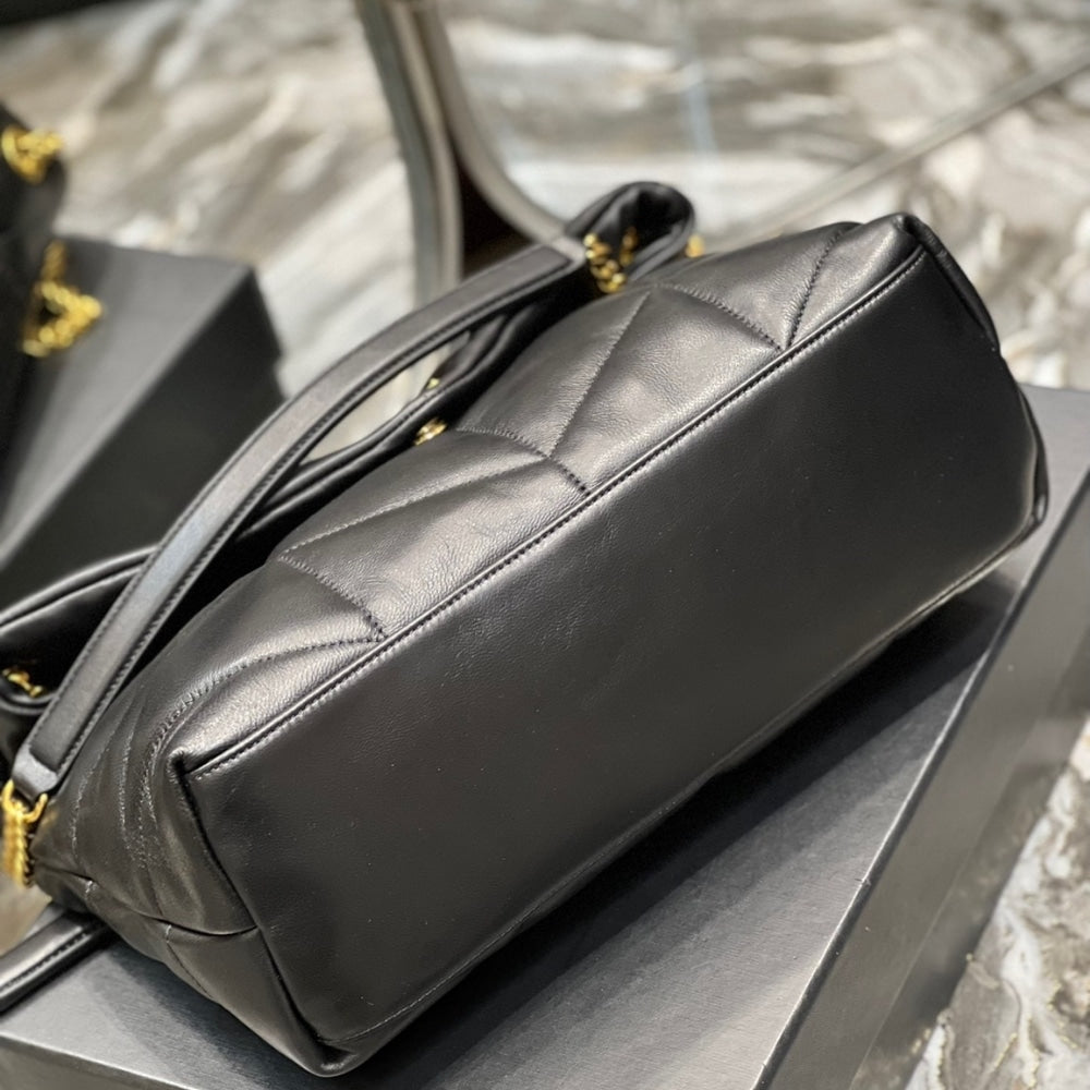 Saint Laurent Puffer Gold Tone Metal Medium Black 35Cm