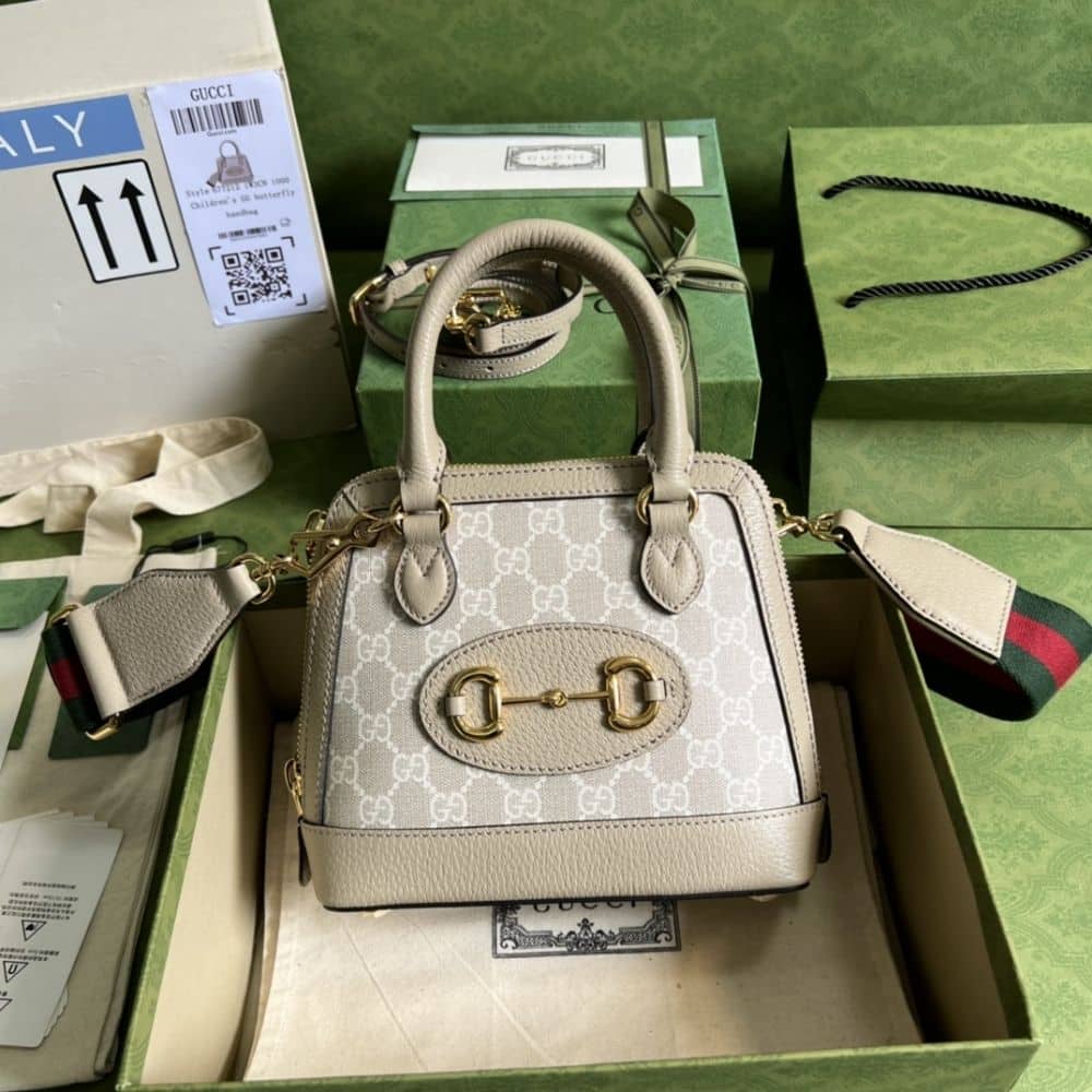 Gucci Horsebit 1955 Mini Bag Beige White 20cm 677212 UULAG 9682