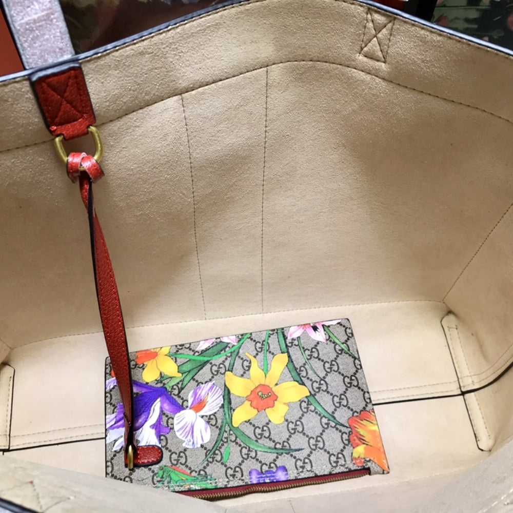 Gucci Ophidia GG Flora Medium Tote In Red 44cm
