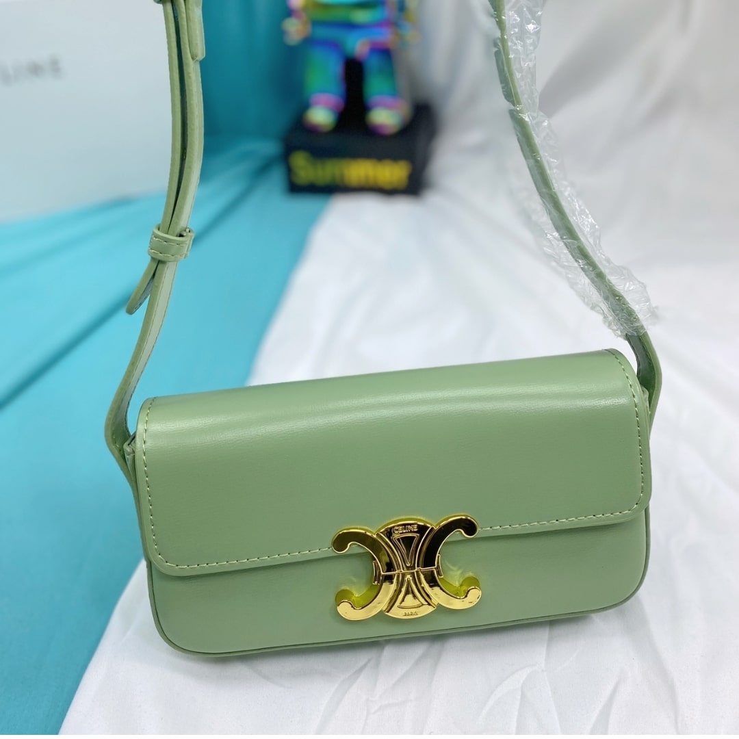 Celine Triomphe Shoulder Bag In Green 20cm 194143BF4 31LA
