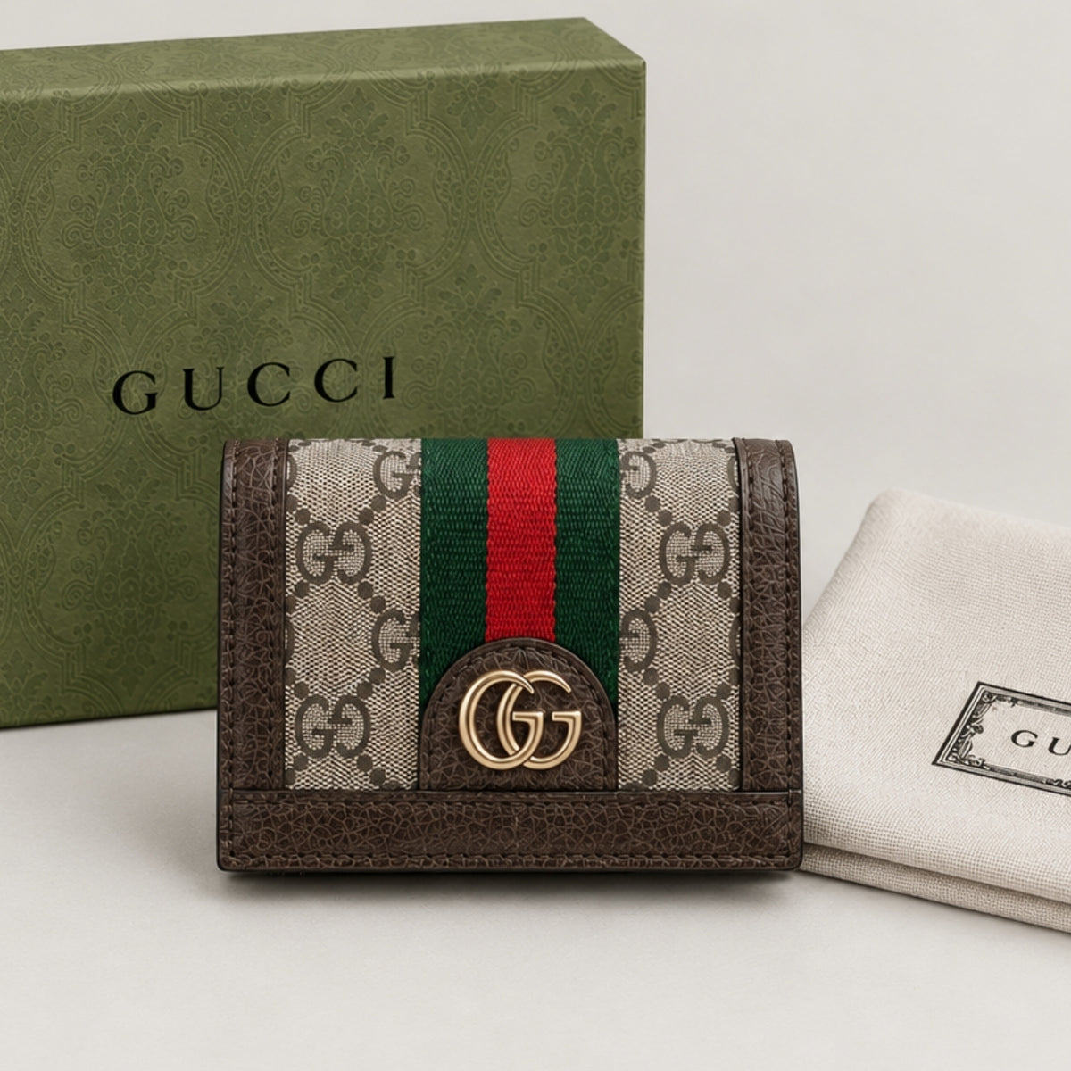 Gucci Ophidia Card Case Wallet Brown 11Cm 523155 96IWG 8745