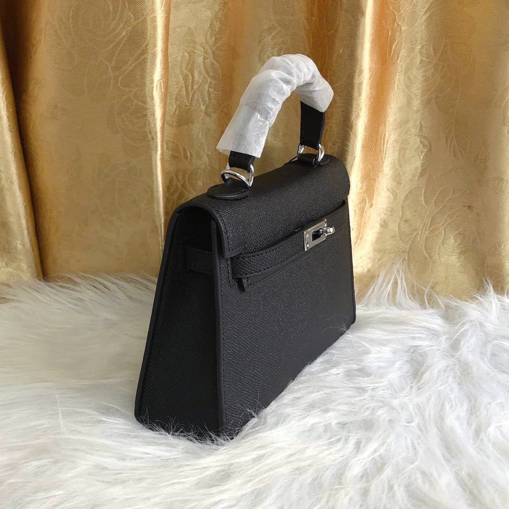 Hermes Kelly Mini Epsom Handbag Black 22cm