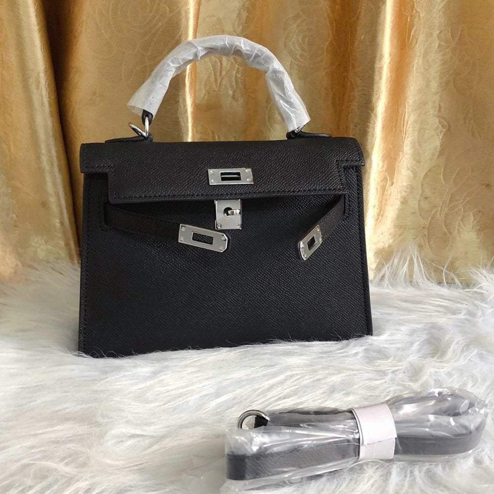 Hermes Kelly Mini Epsom Handbag Black 22cm