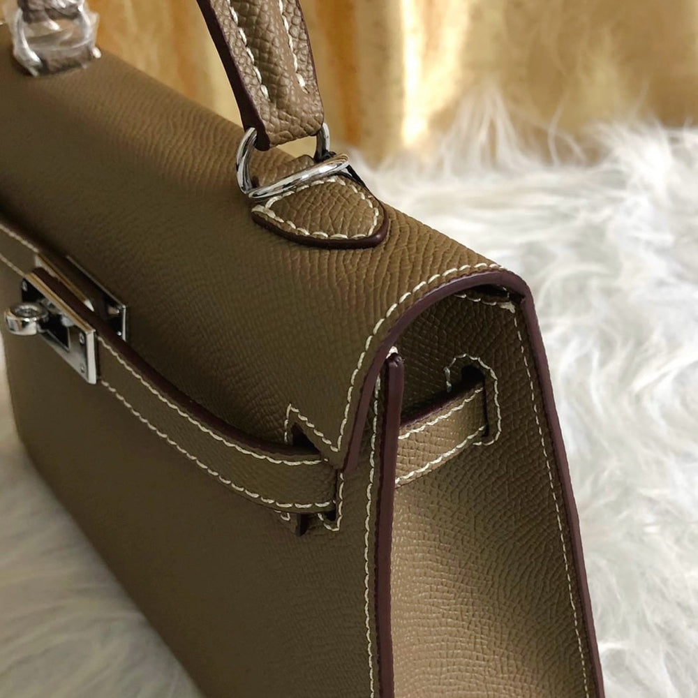Hermes Kelly Mini Epsom Handbag Etoupe 22cm