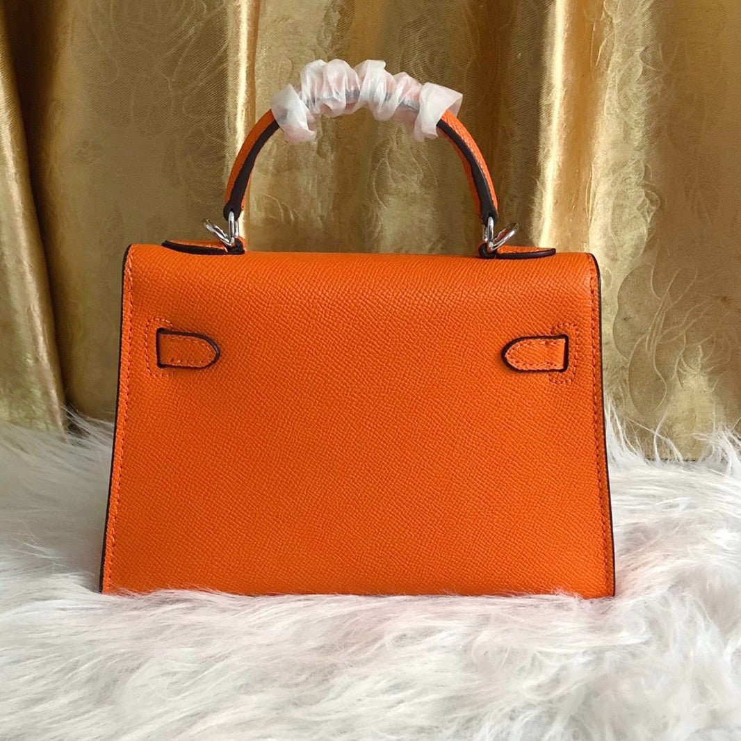 Hermes Kelly Mini Epsom Handbag Orange 19cm
