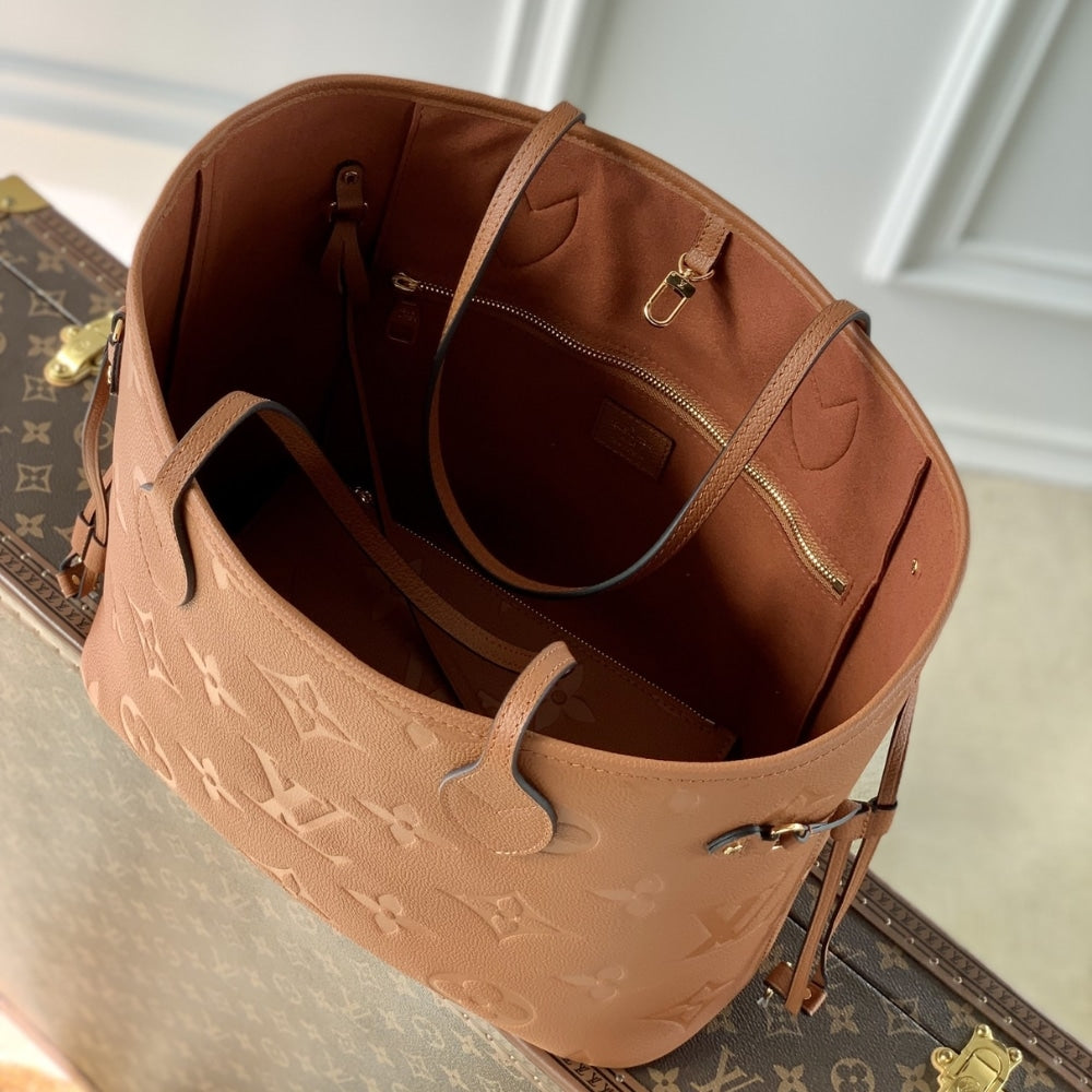Louis Vuitton Neverfull MM Monogram Empreinte Cognac Brown 32cm M12605