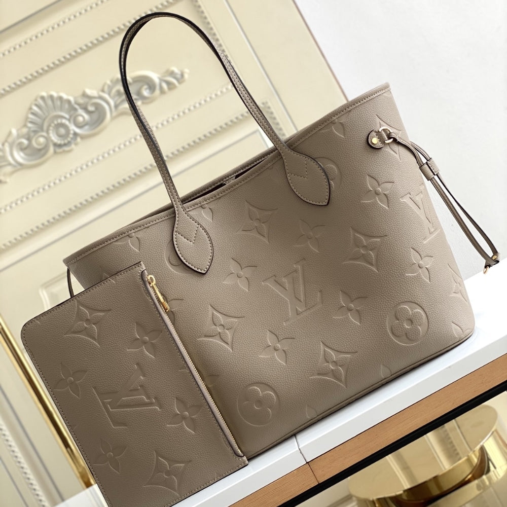 Louis Vuitton Neverfull MM Monogram Empreinte Turtledove Gray 31cm M45686