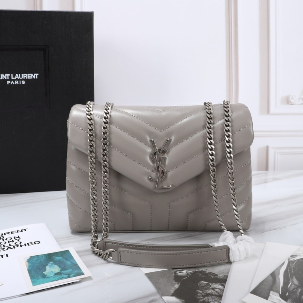 Saint Laurent Loulou Small Grey Nickel 25cm