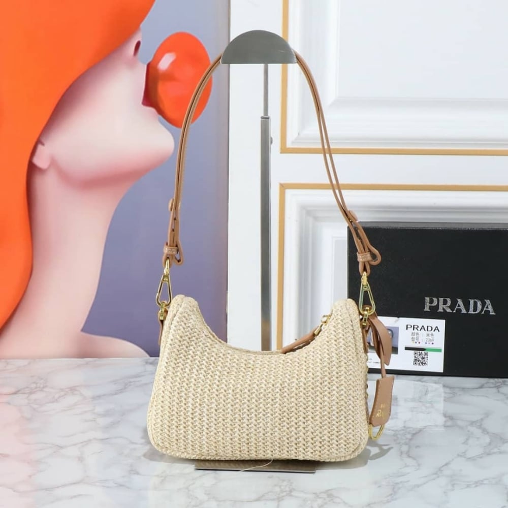 Prada Re-Edition Crochet Bag Beige 22Cm 1BC204 2M2T F0018 V JUO