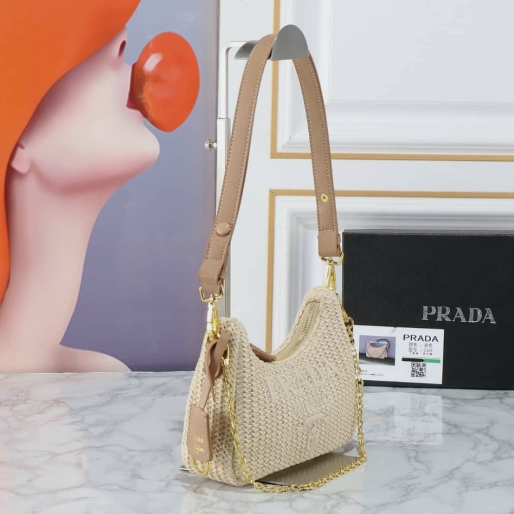 Prada Re-Edition Crochet Bag Beige 22Cm 1BC204 2M2T F0018 V JUO