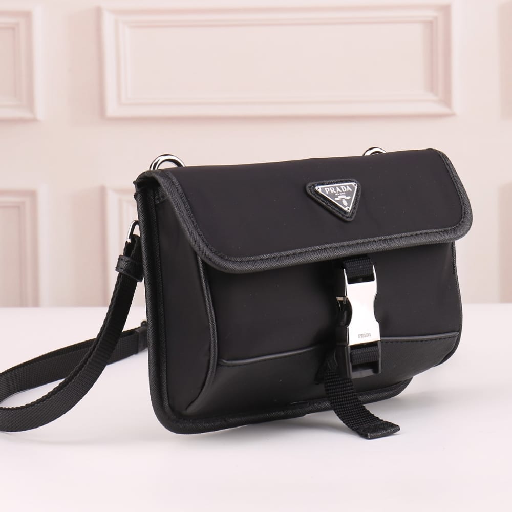 Prada Re Nylon and Saffiano Black 20Cm