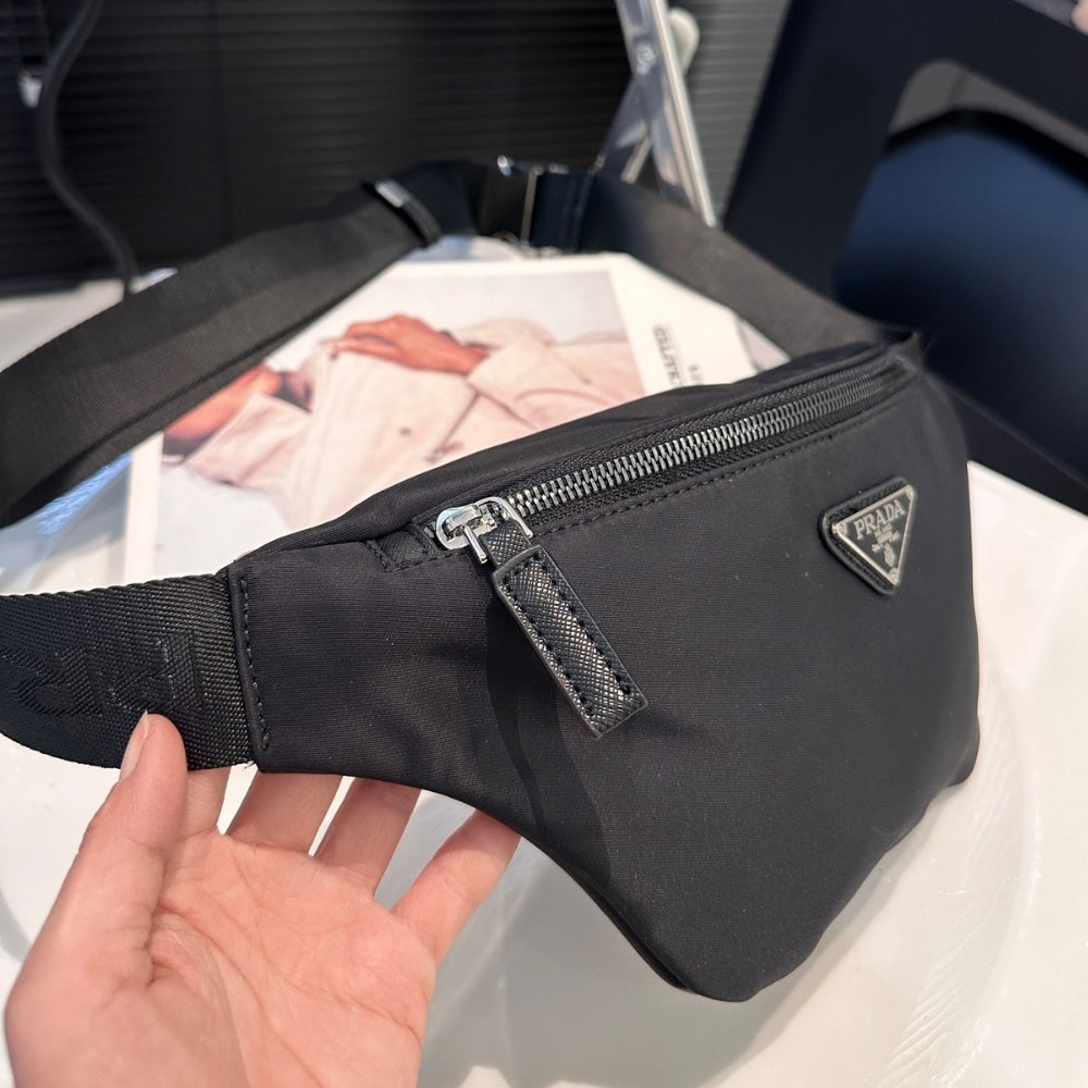 Prada Re Nylon And Saffiano Leather Belt Bag Black 31cm