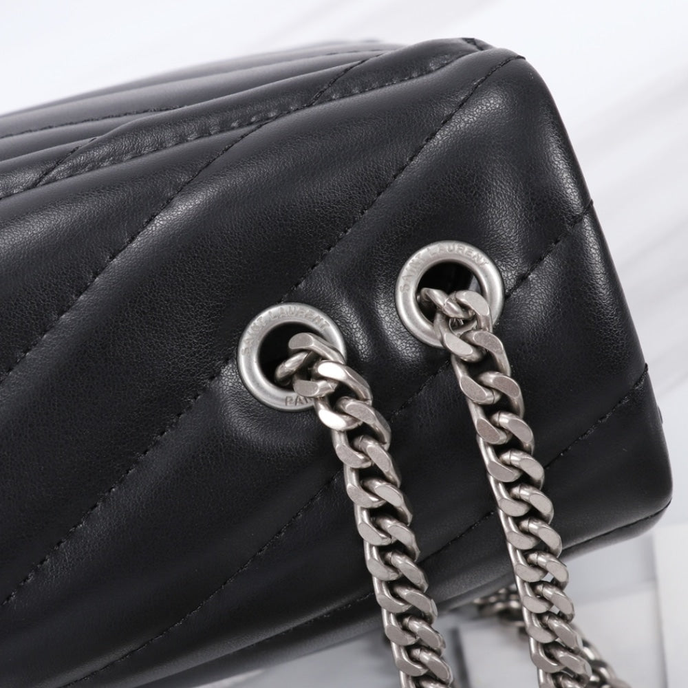 Saint Laurent Loulou Small Black Nickel 25cm