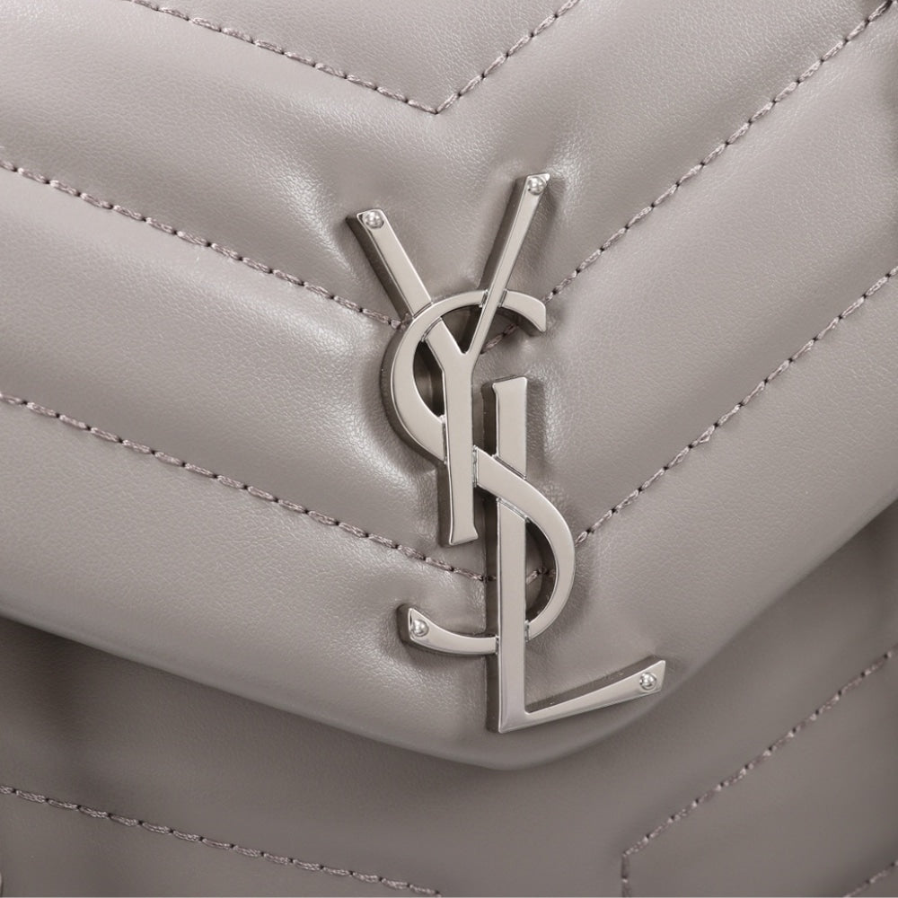 Saint Laurent Loulou Small Grey Nickel 25cm