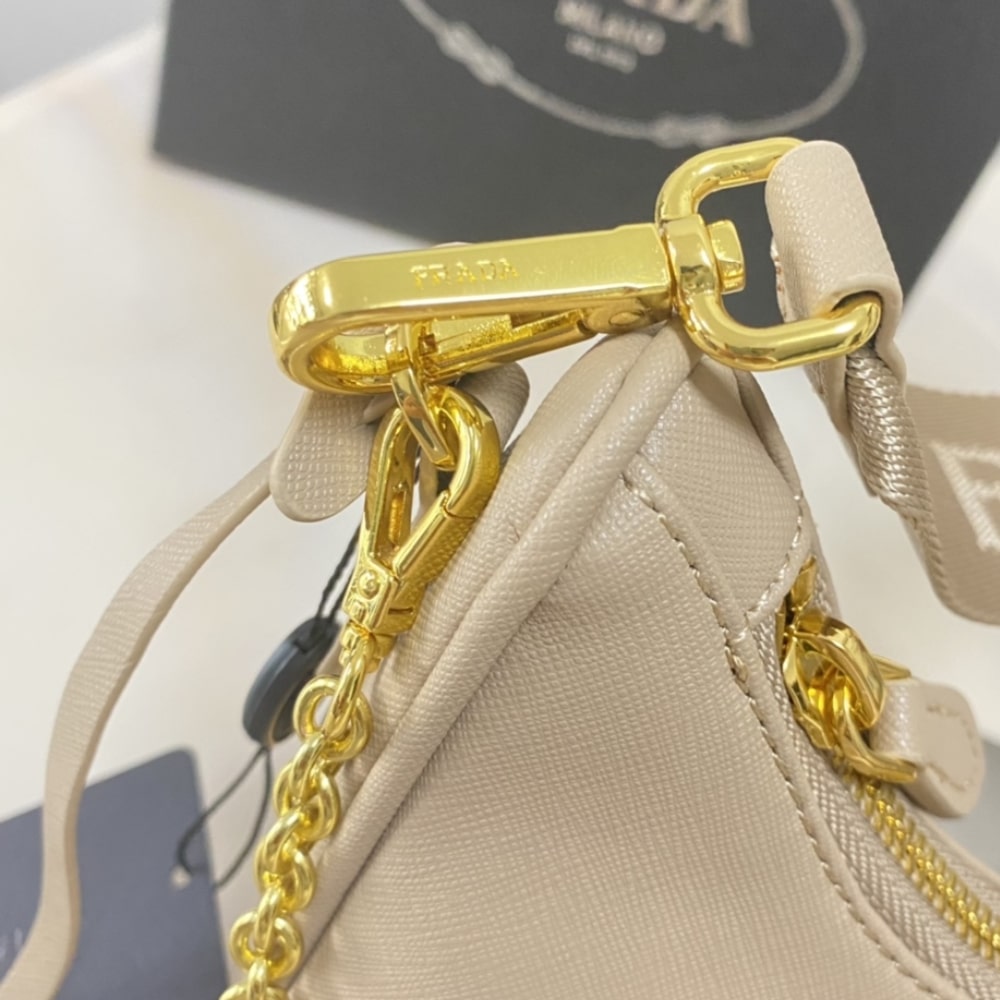 Prada Re Edition 2005 Saffiano Leather Bag Beige 22Cm