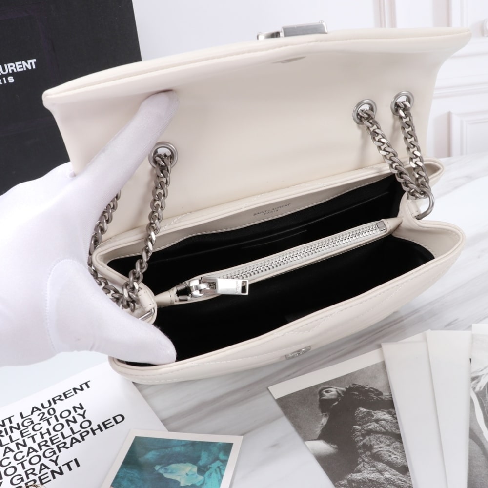 Saint Laurent Loulou Small White Nickel 25cm