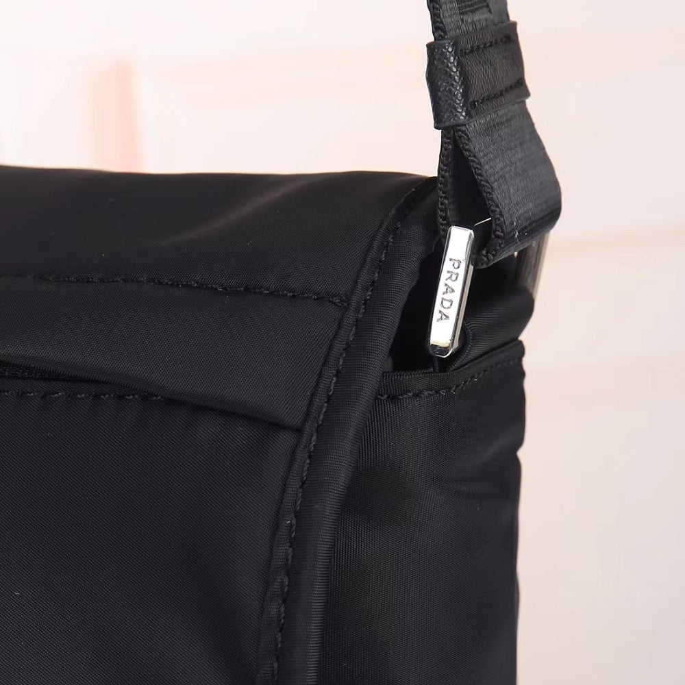 Prada Re Nylon And Saffiano Leather Shoulder Bag Black 34Cm 2VD052 2DMG F0002 V KOH