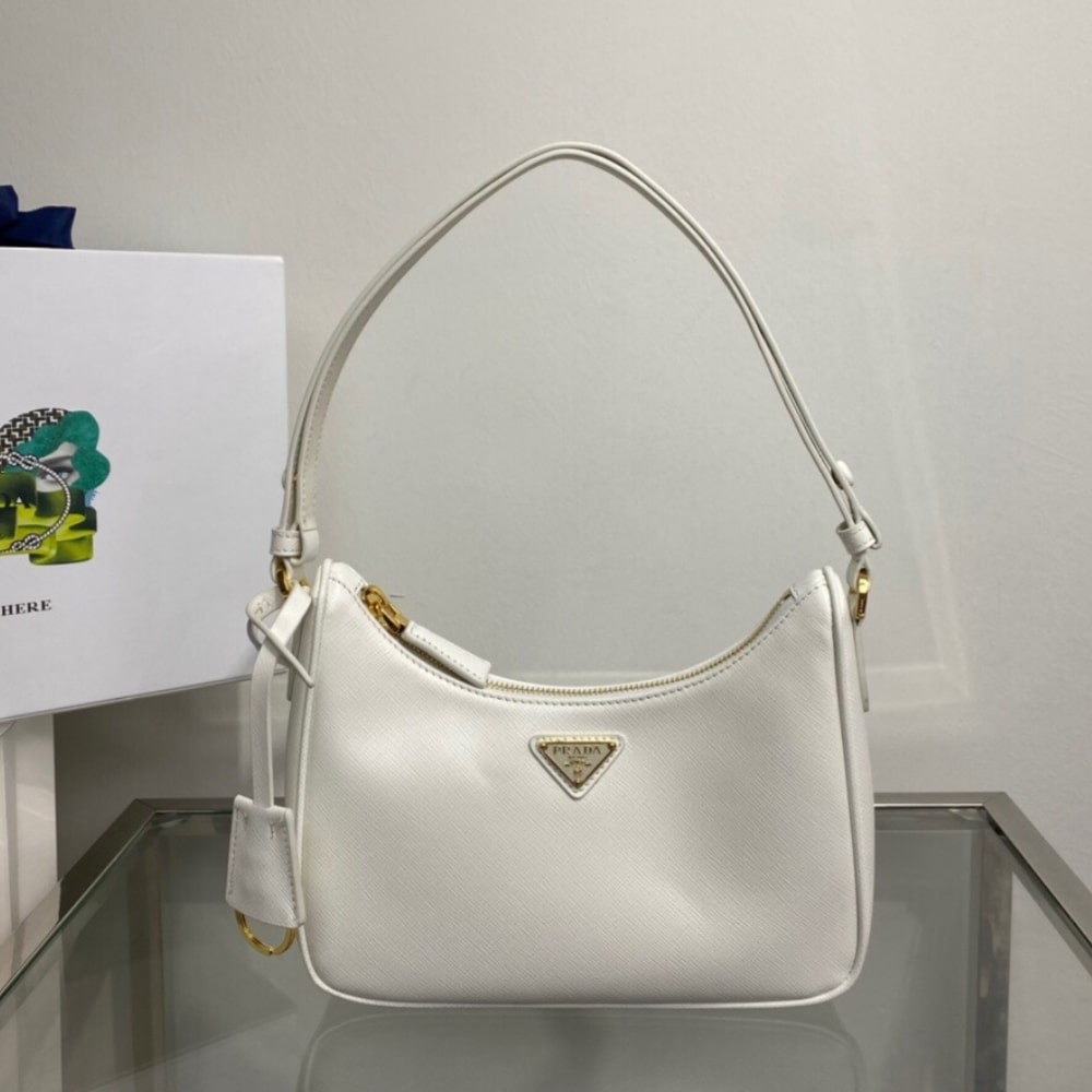 Prada Re-Edition Saffiano White 22cm
