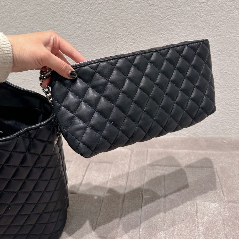 Saint Laurent Icare Maxi Shopping Bag Black With Silver Hardware 40cm
