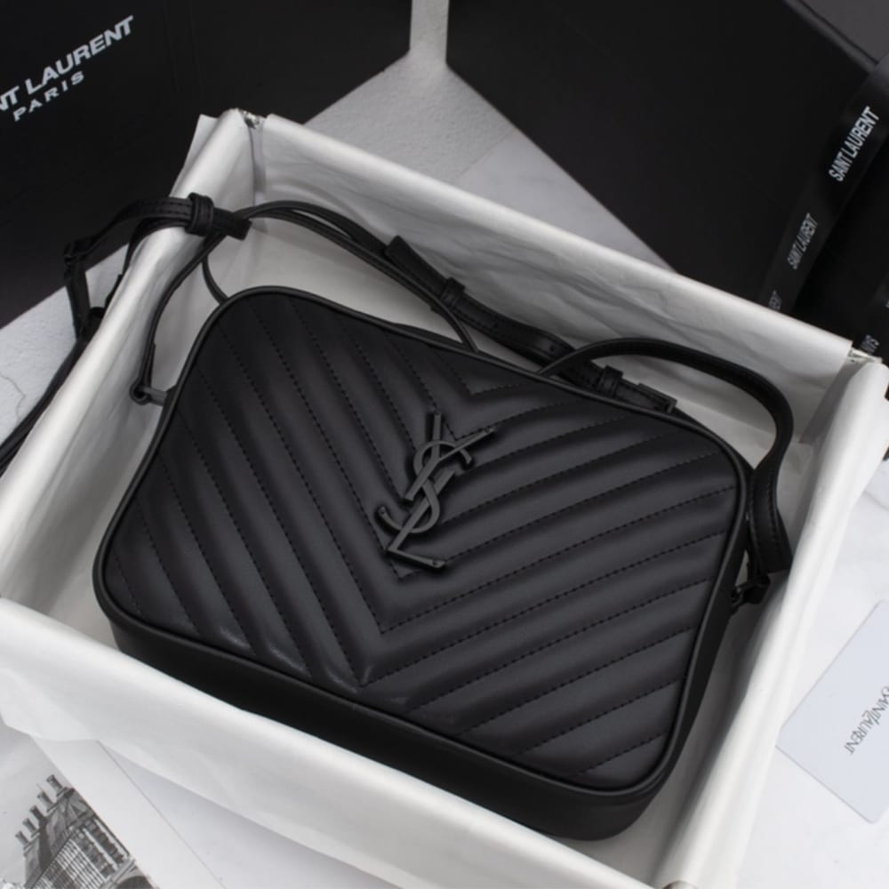 Saint Laurent Lou Camera Bag Matte Black Metal 23Cm