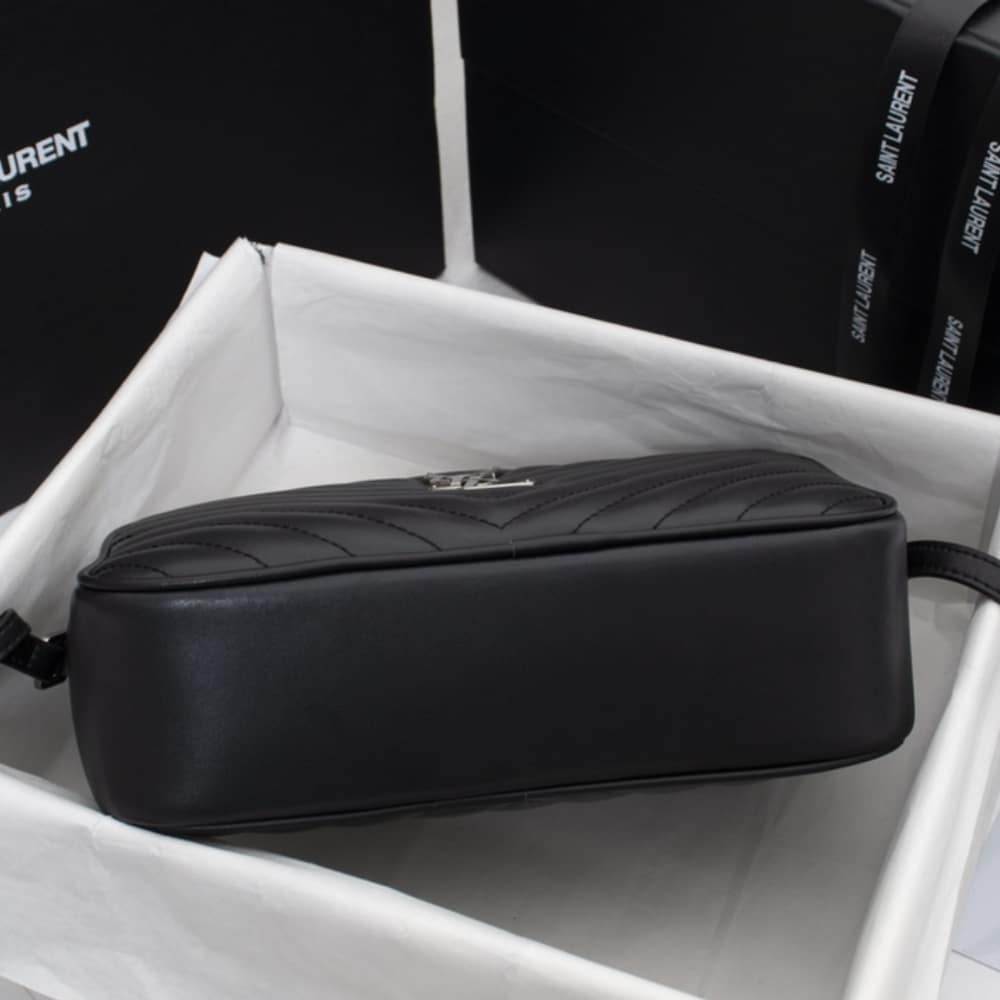 Saint Laurent Lou Camera Bag Silver Metal Black 23Cm