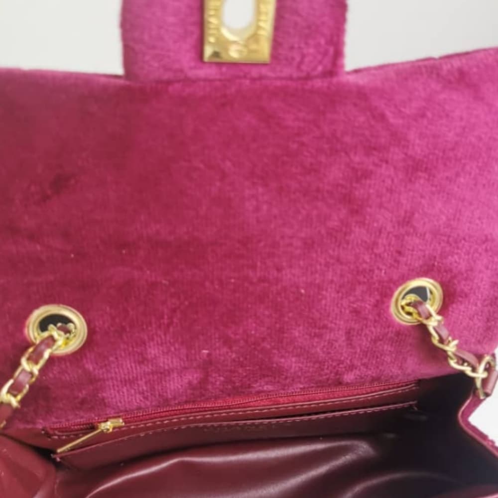 Chanel Velvet Pearl Crush Mini Flap Bag Burgundy 20cm