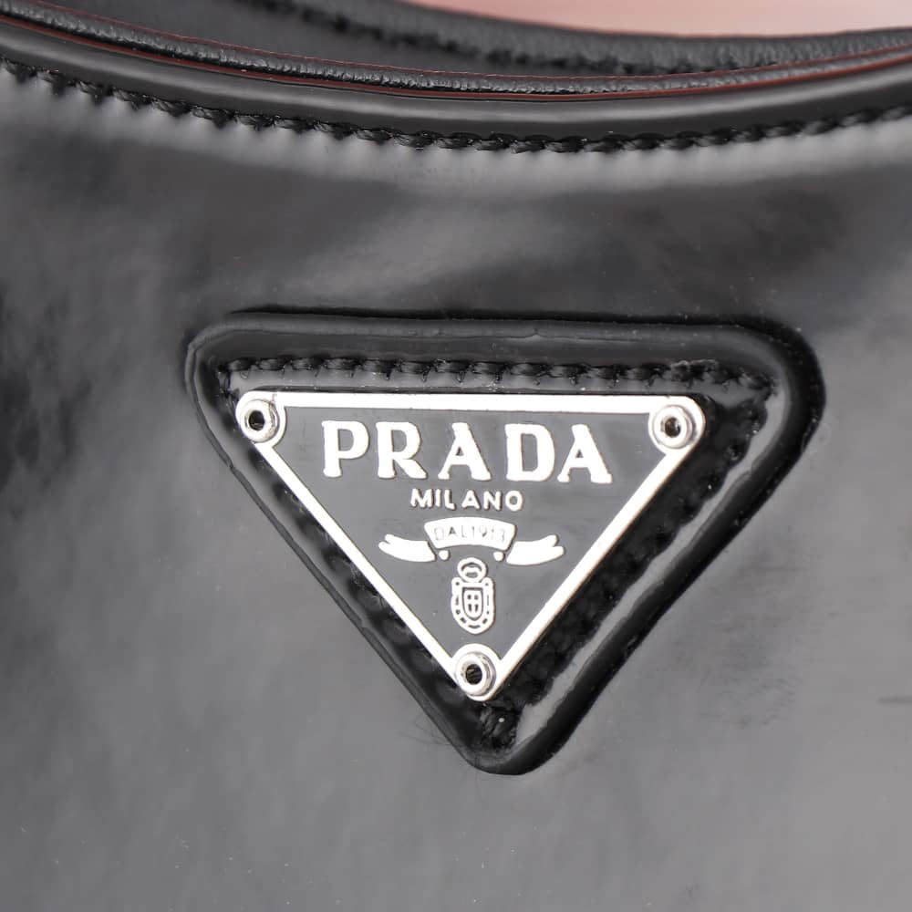 Prada Cleo Brushed Leather Shoulder Bag Black 27Cm 1BC499 ZO6 F0002 V OOO