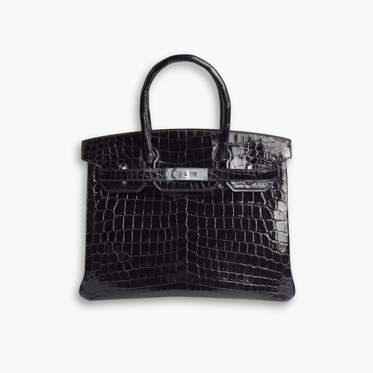 Hermes Birkin Silver Hardware Black Shiny 25Cm