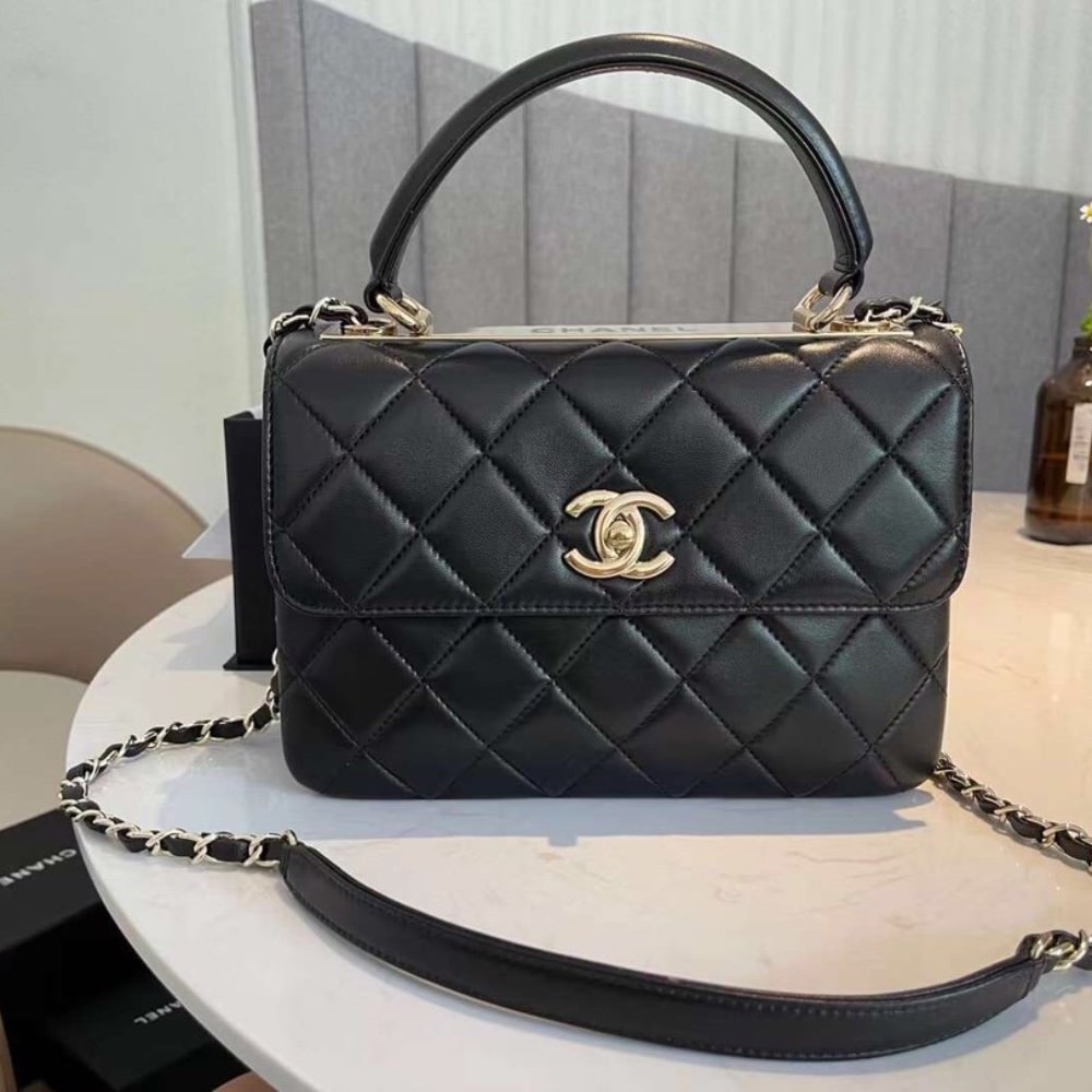 Chanel CC Trendy Leather Bag Black 25cm