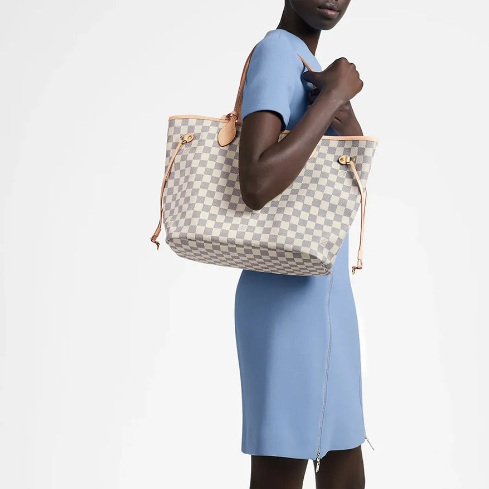 Mirror Quality – Louis Vuitton Neverfull PM Damier Azur Pink 29Cm