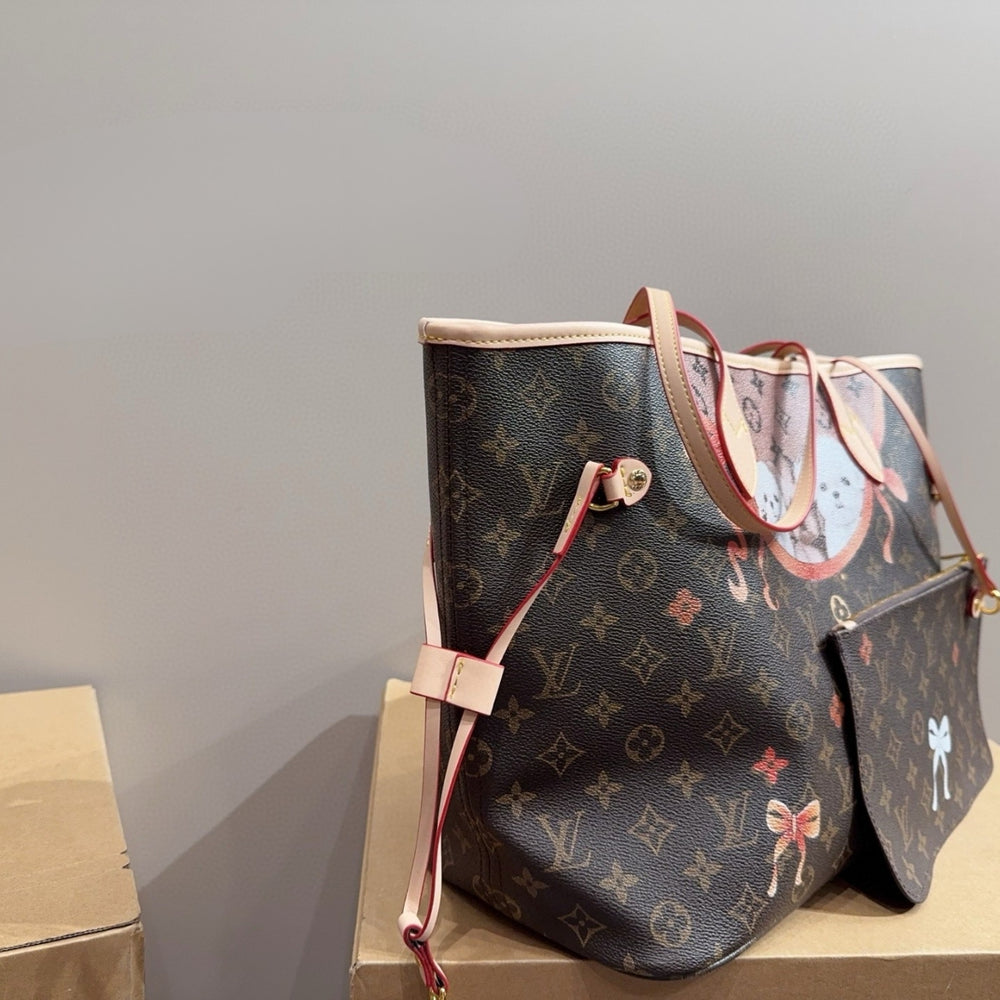 Louis Vuitton Neverfull MM Tote Monogram Canvas With Puppies 31Cm