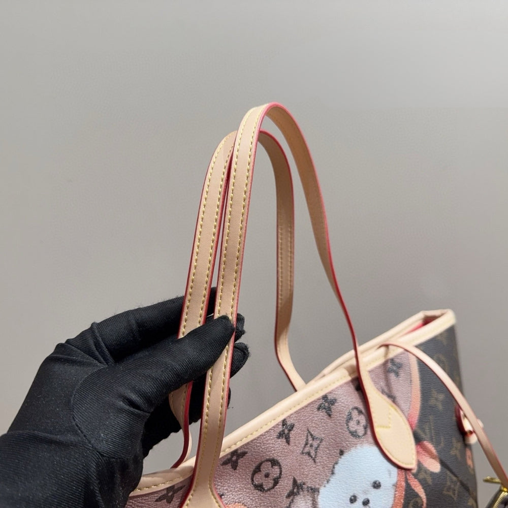 Louis Vuitton Neverfull MM Tote Monogram Canvas With Puppies 31Cm
